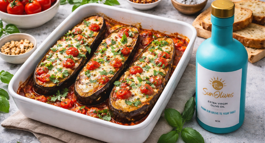Mediterranean Baked Eggplant with Tomato Sauce & Olive Oil